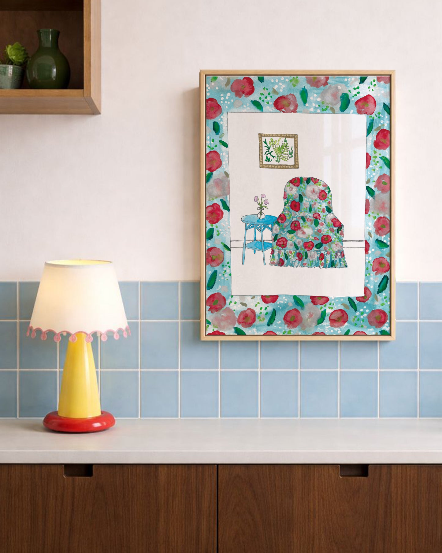 Red and Blue Chair Print