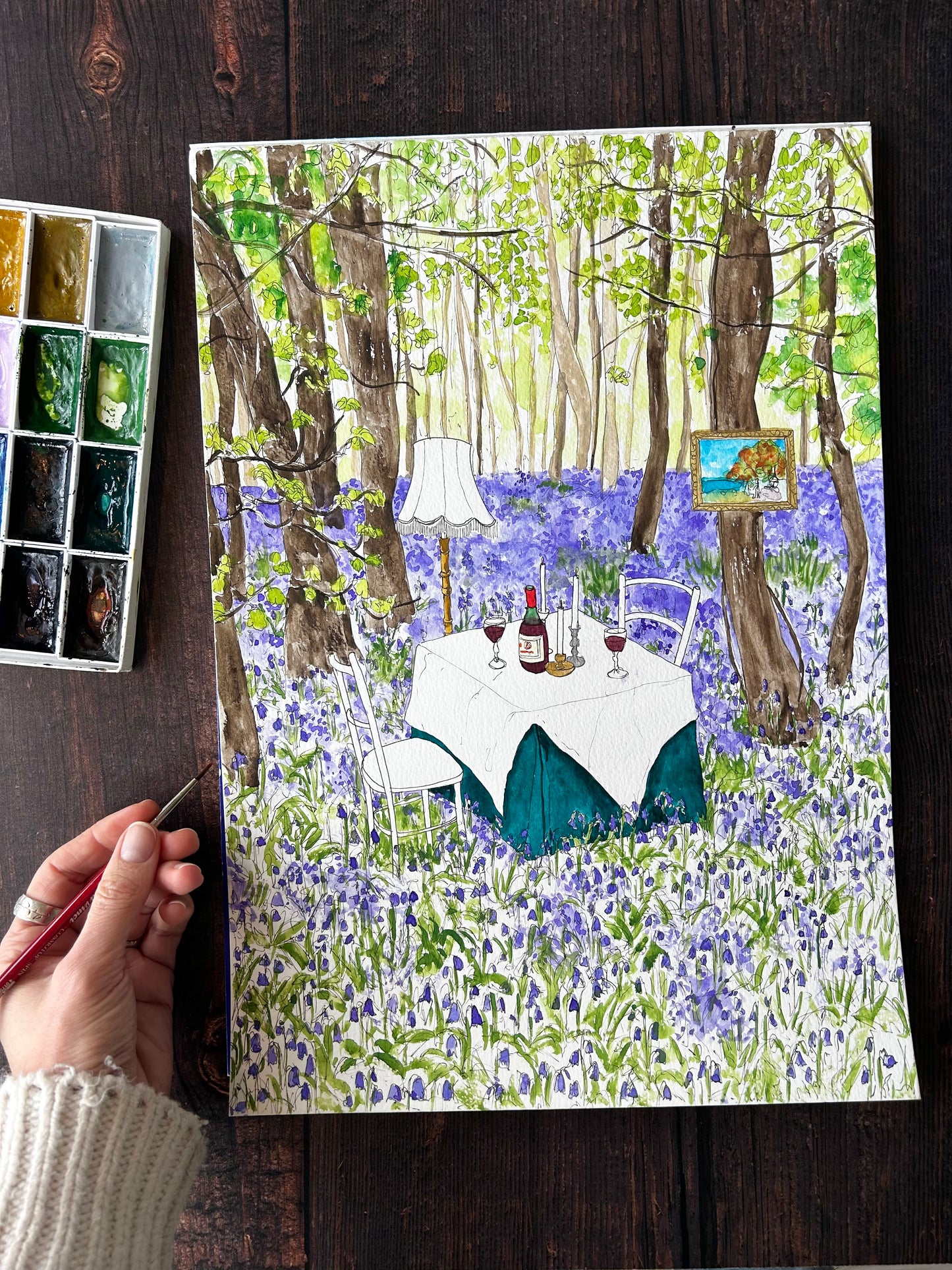 Whimsical Bluebell Wood Outdoor Dining Print