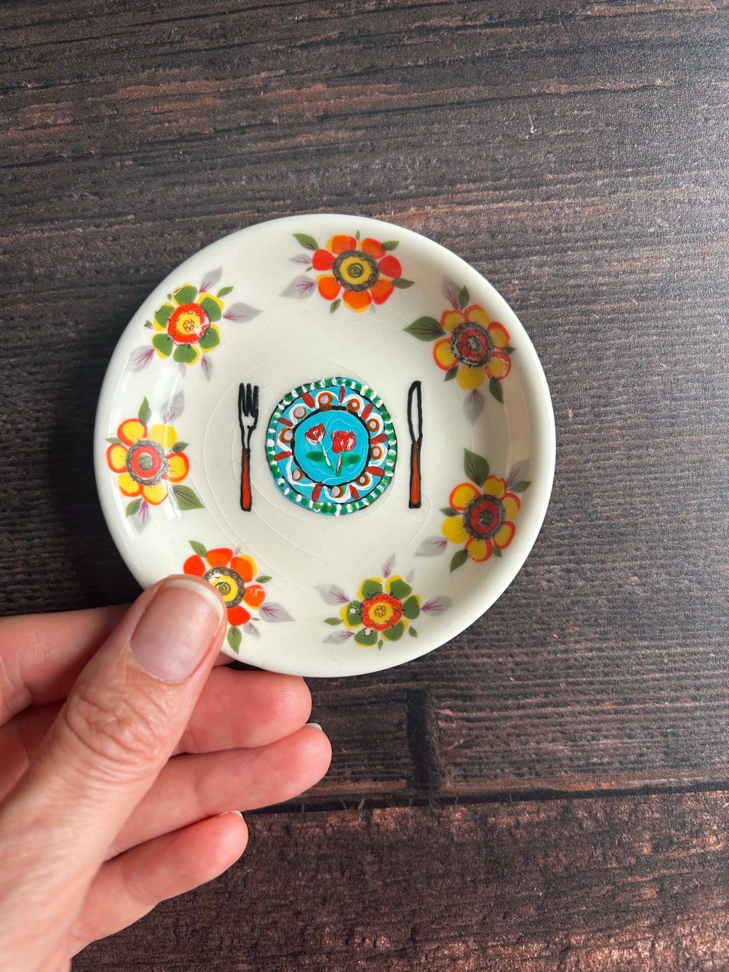 Illustrated vintage small bowl