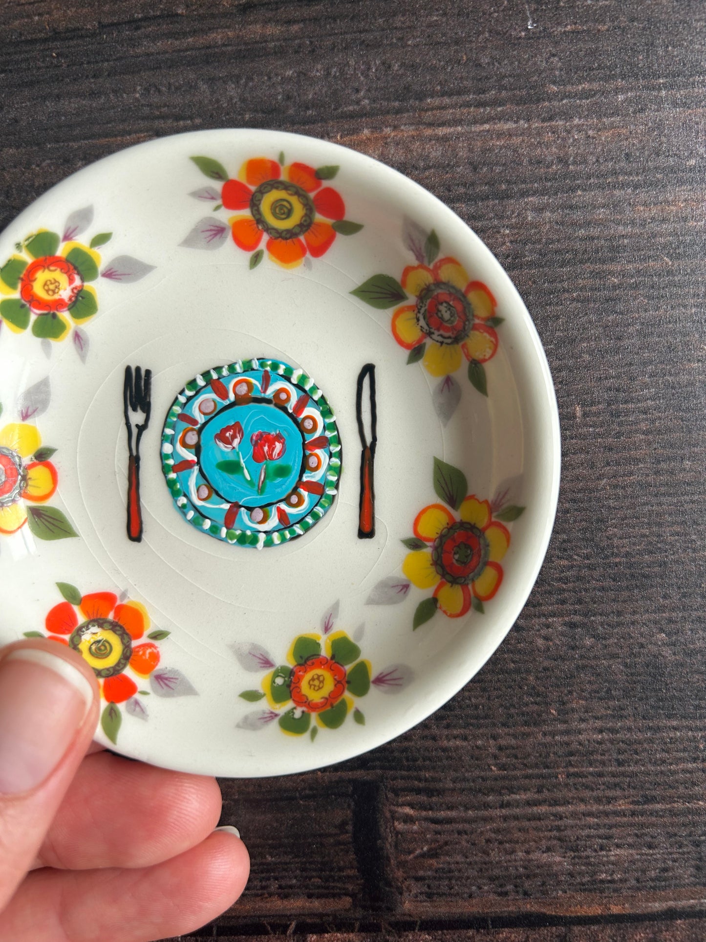 Illustrated vintage small bowl