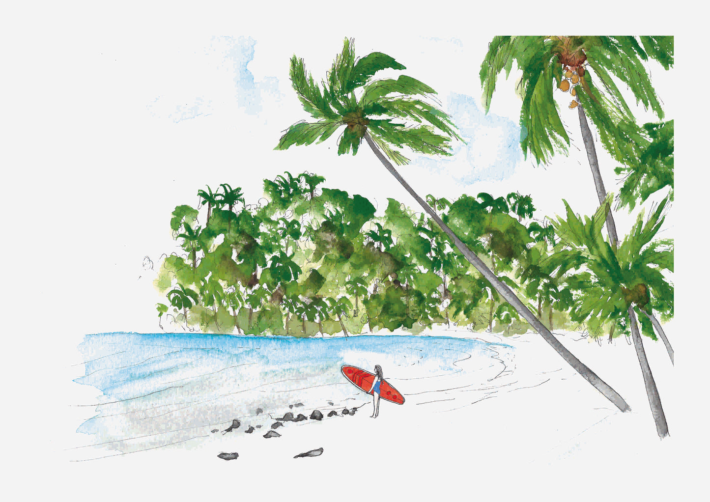 Surfer on the Beach Print
