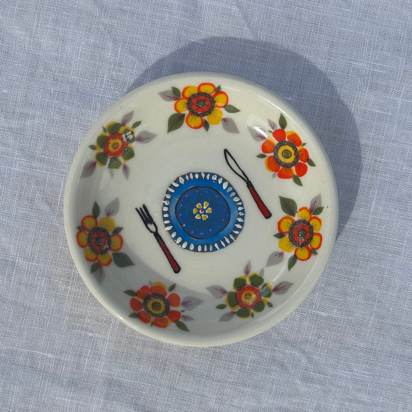 Illustrated vintage small bowl