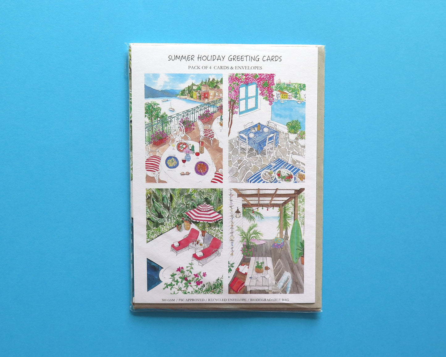 Summer Holiday Pack of 4 Cards