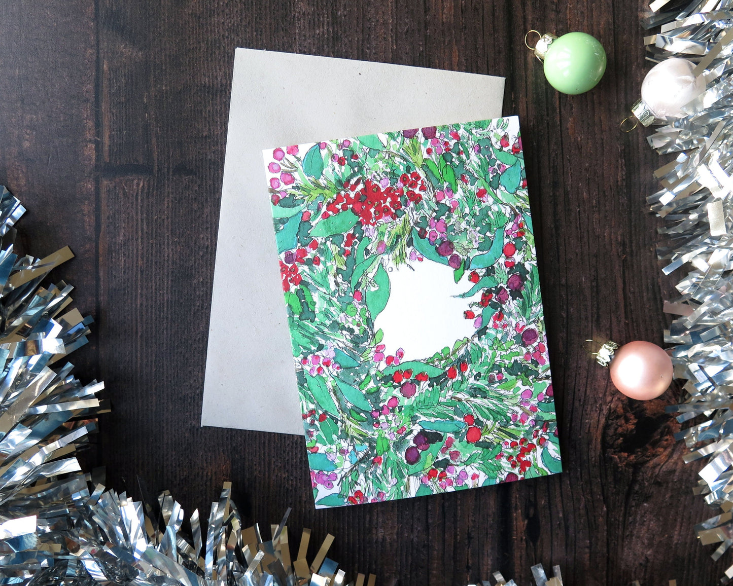 Christmas Berry Wreath Card