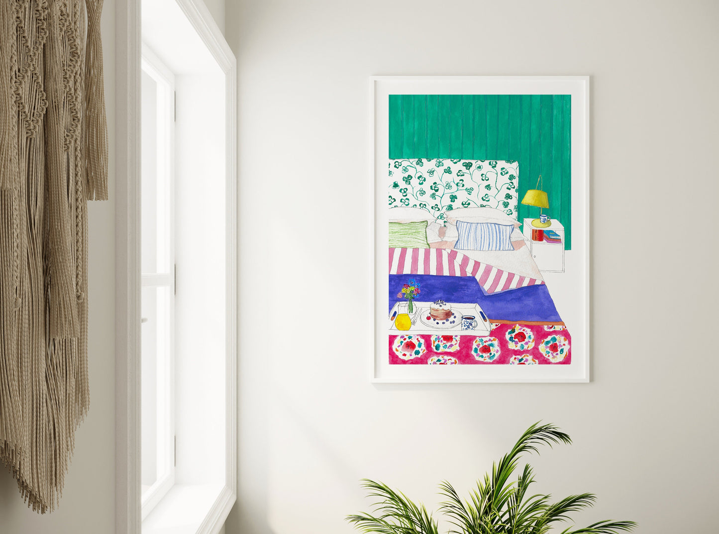 Patterned bedroom art print