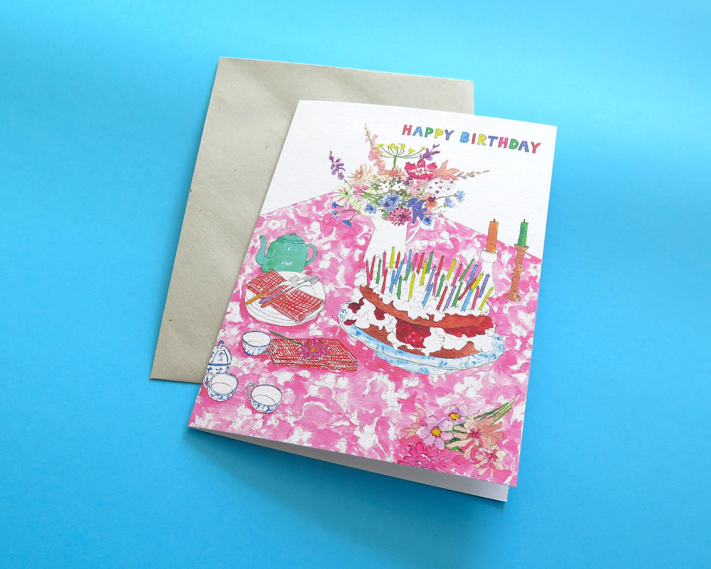 Birthday Tea Party Cake Card