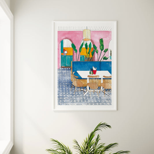 Colourful Cafe Art Print
