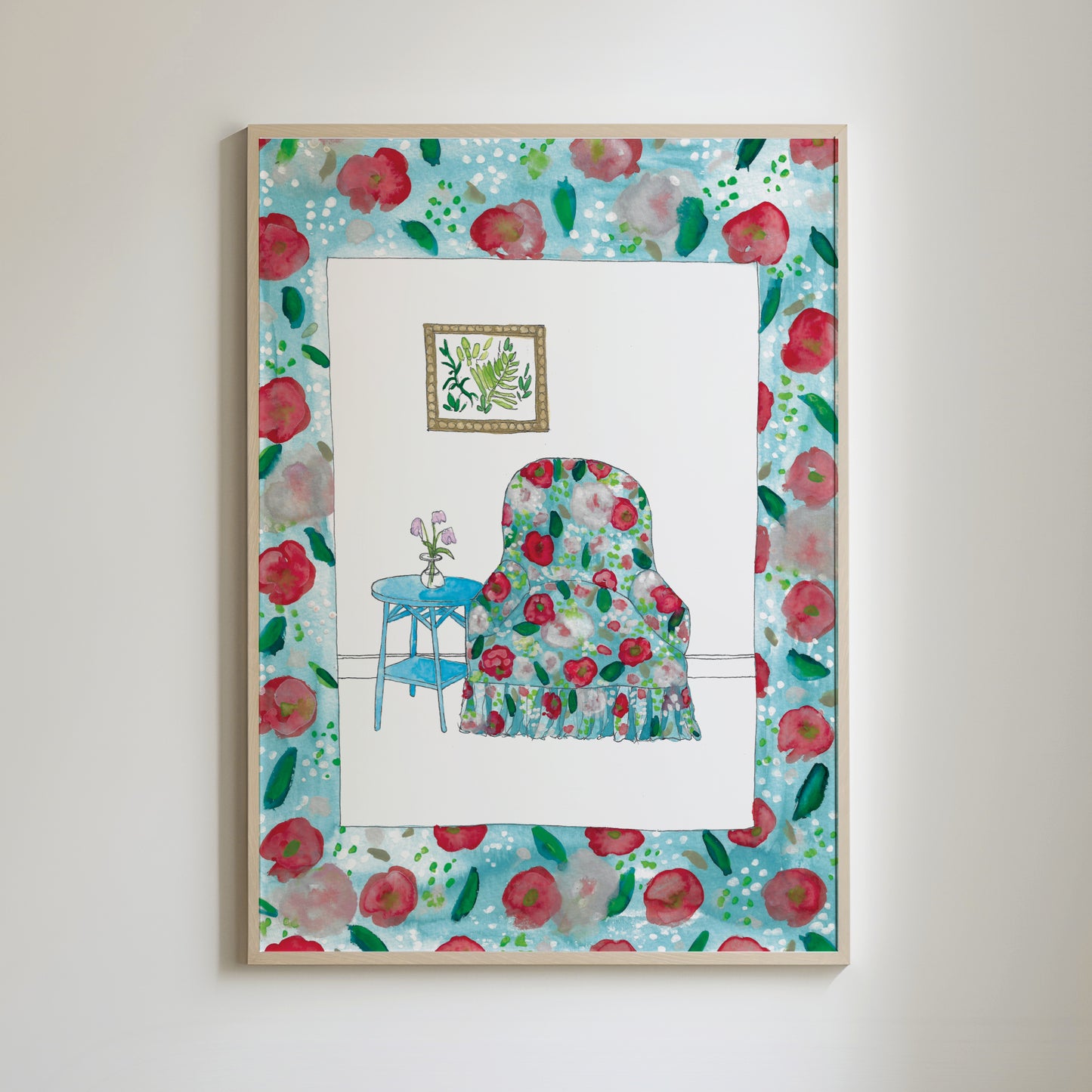 Red and Blue Chair Print