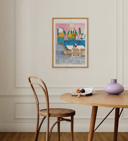 Colourful Cafe Art Print