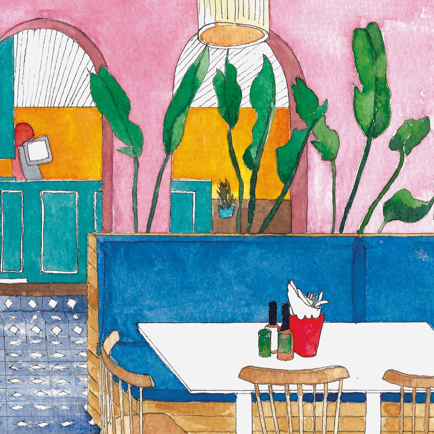 Colourful Cafe Art Print