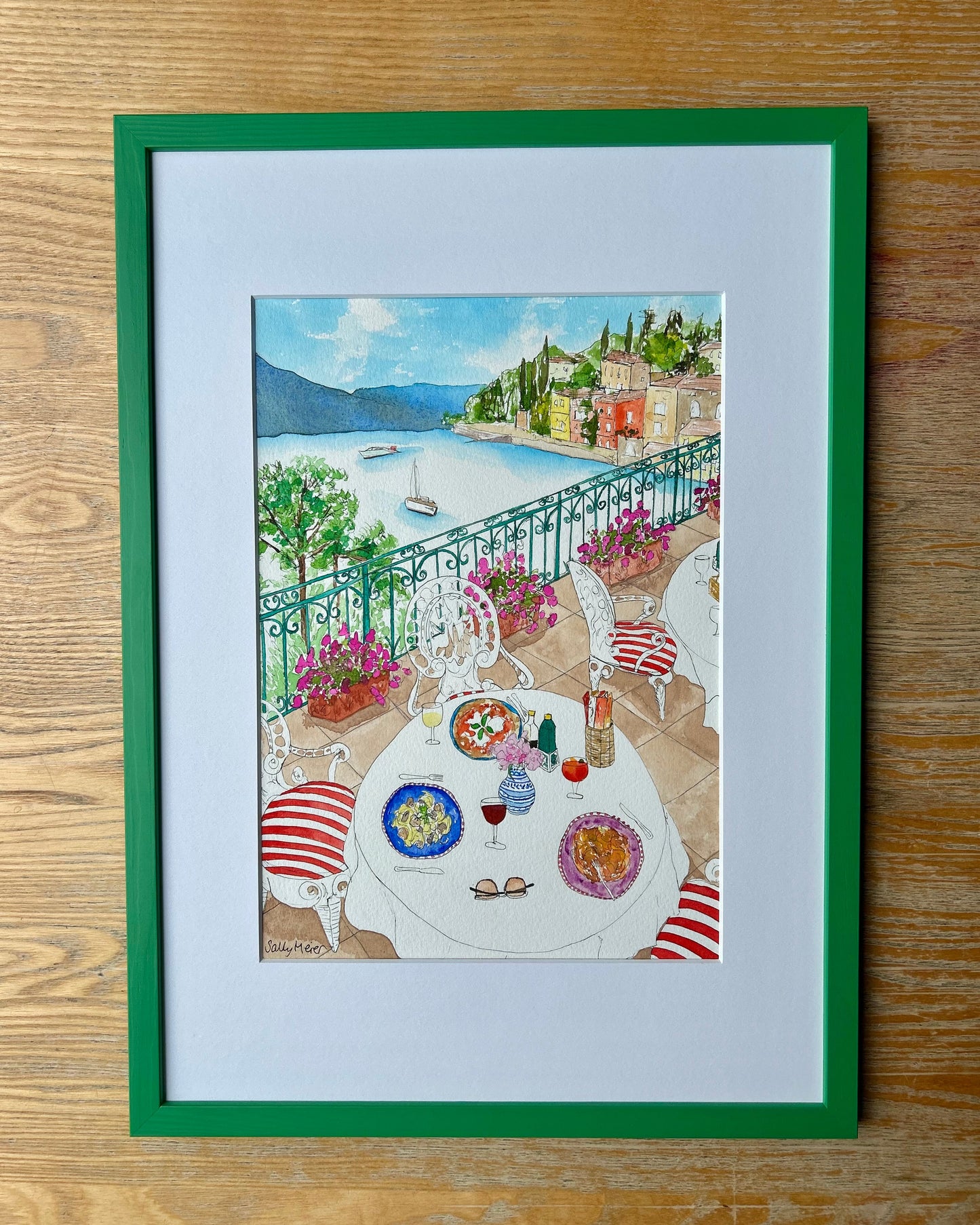 Lunching in Lake Como Painting