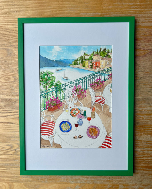 Lunching in Lake Como Painting