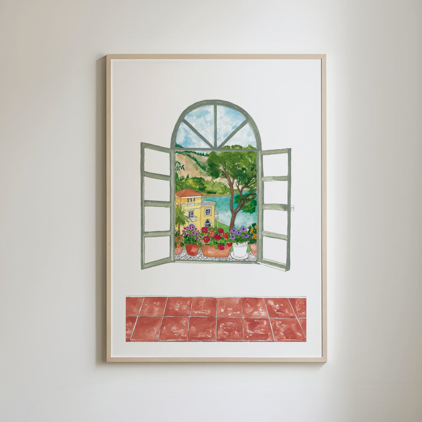 Mediterranean Window View Print