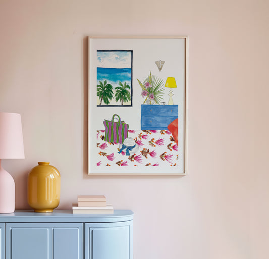 The Beach House Series, Bedroom with Sea View Art Print