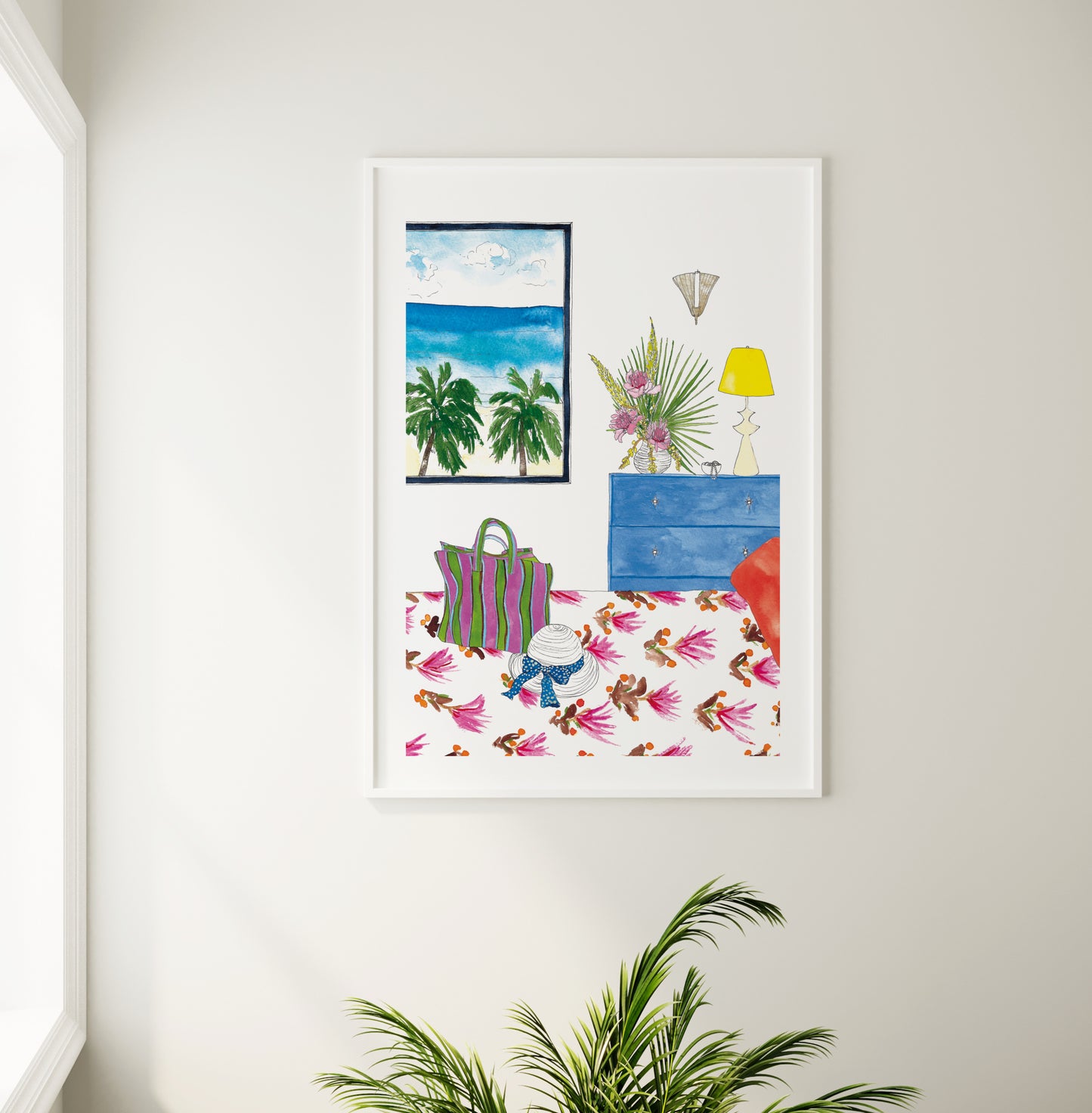 The Beach House Series, Bedroom with Sea View Art Print