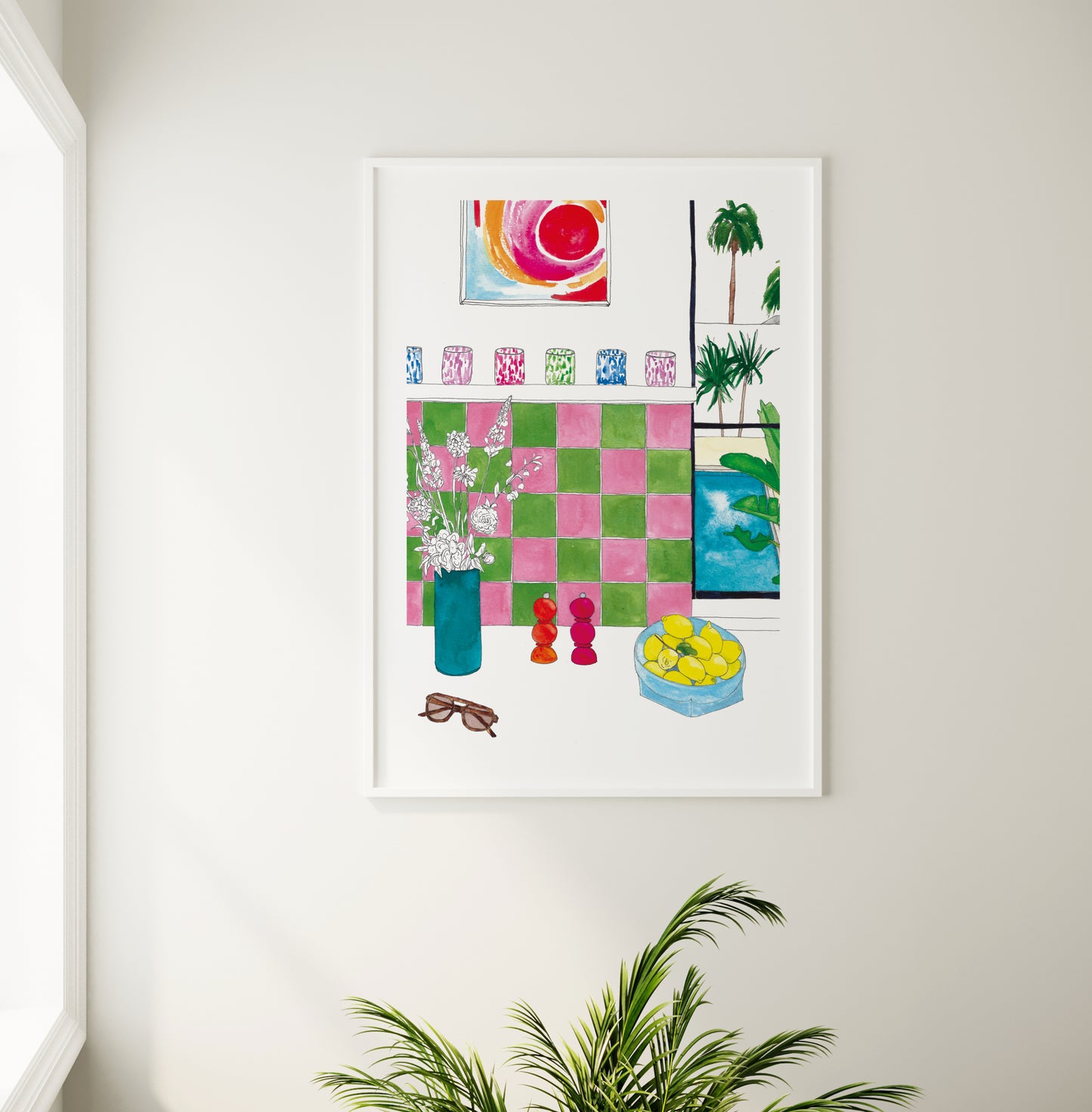 The Beach House Series, Kitchen with Pool View Art Print
