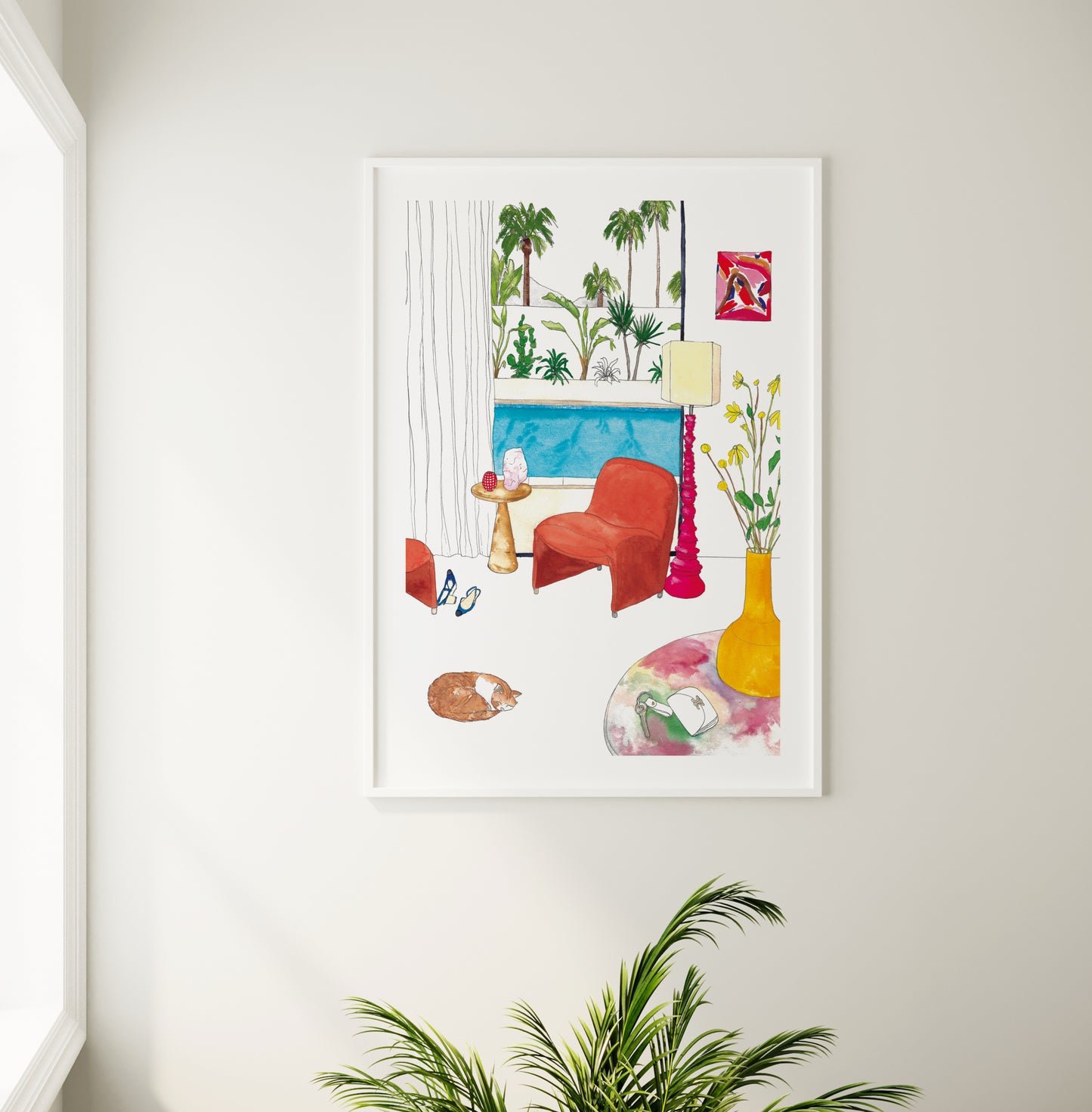 The Beach House Series, Living Room with Pool View Art Print