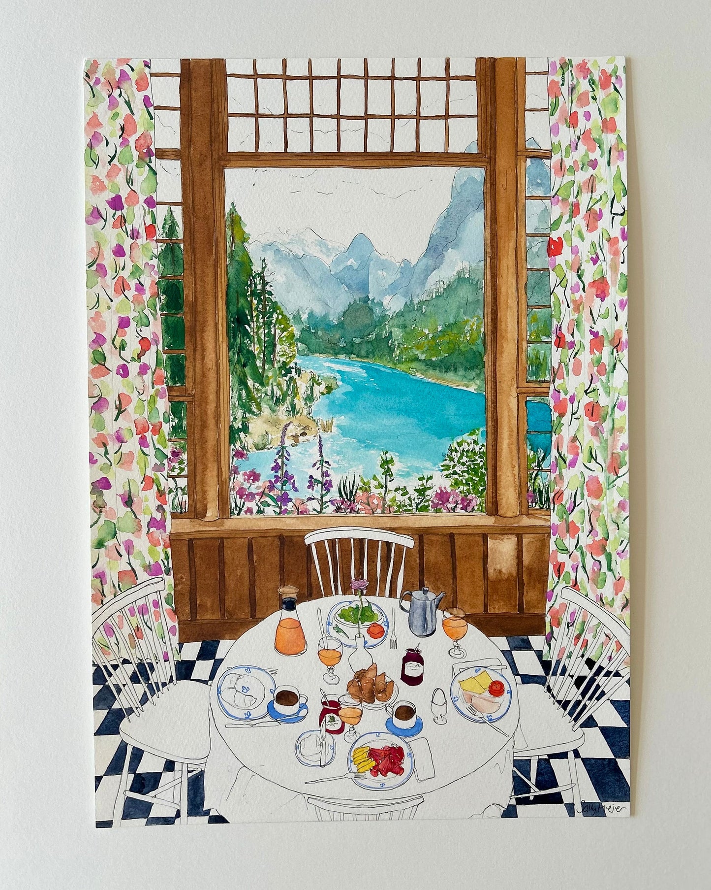 Lake Hotel Breakfast Painting