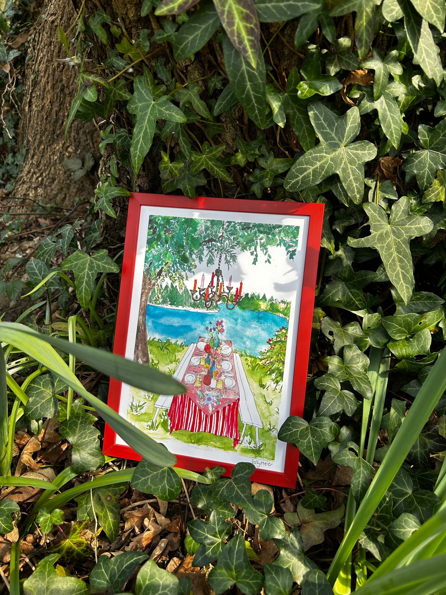 Whimsical Lakeside Outdoor Dining Print