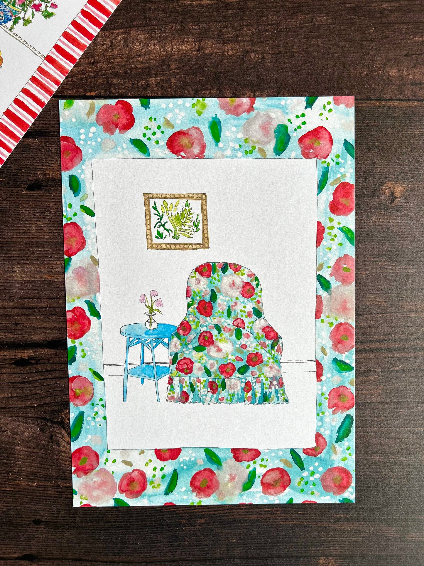 Red and Blue Chair Print