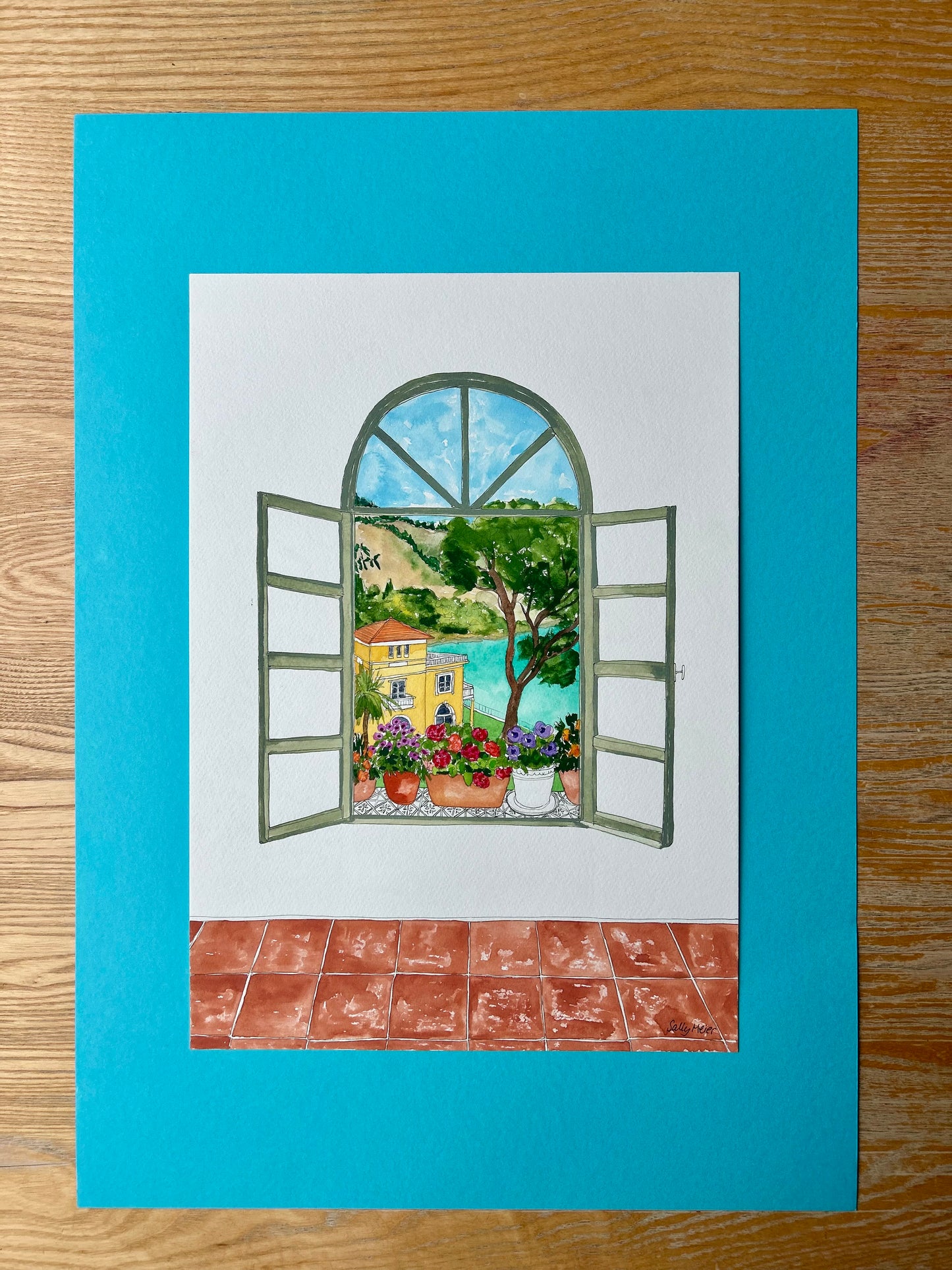 Mediterranean Window View Painting