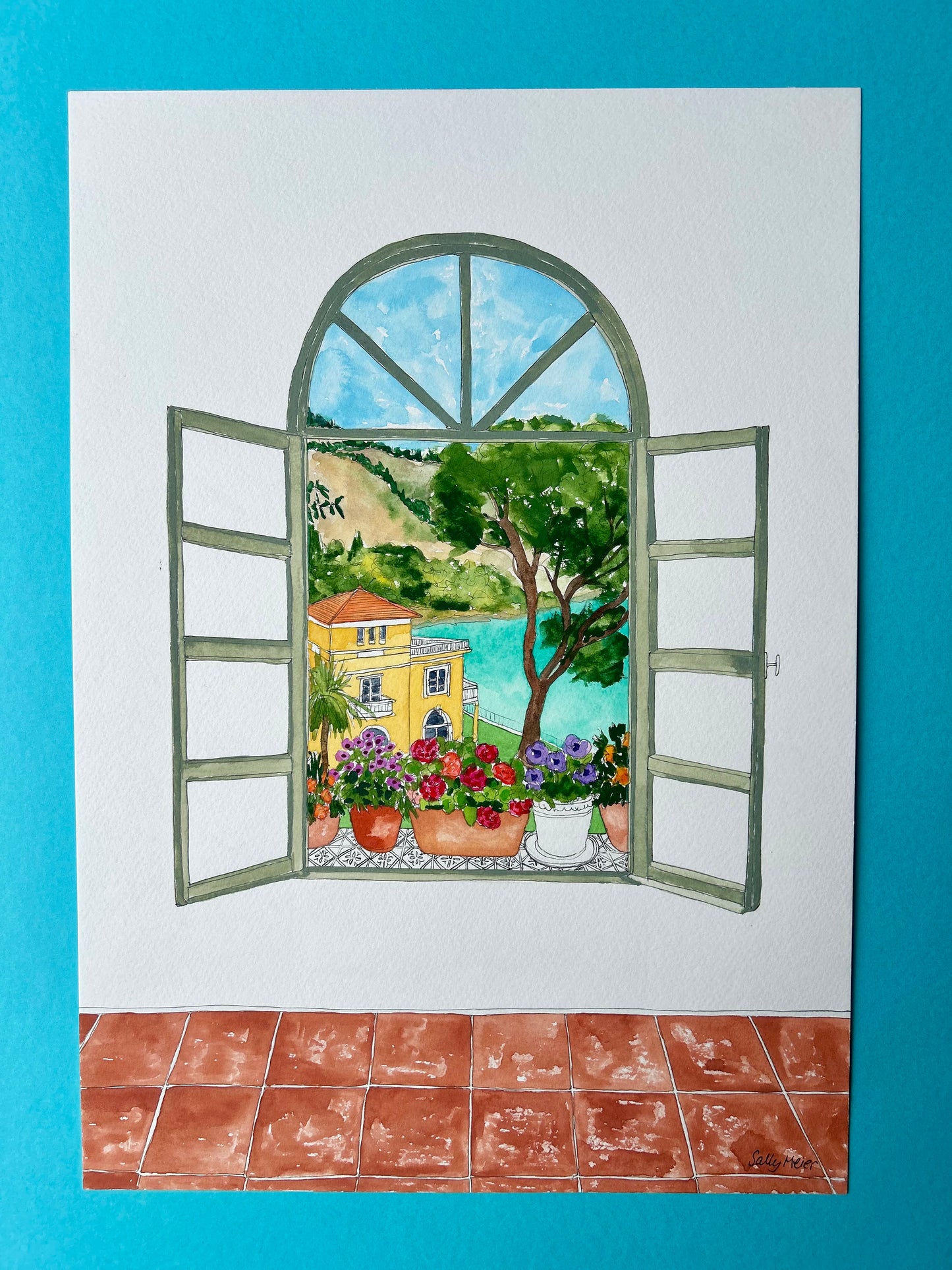 Mediterranean Window View Painting