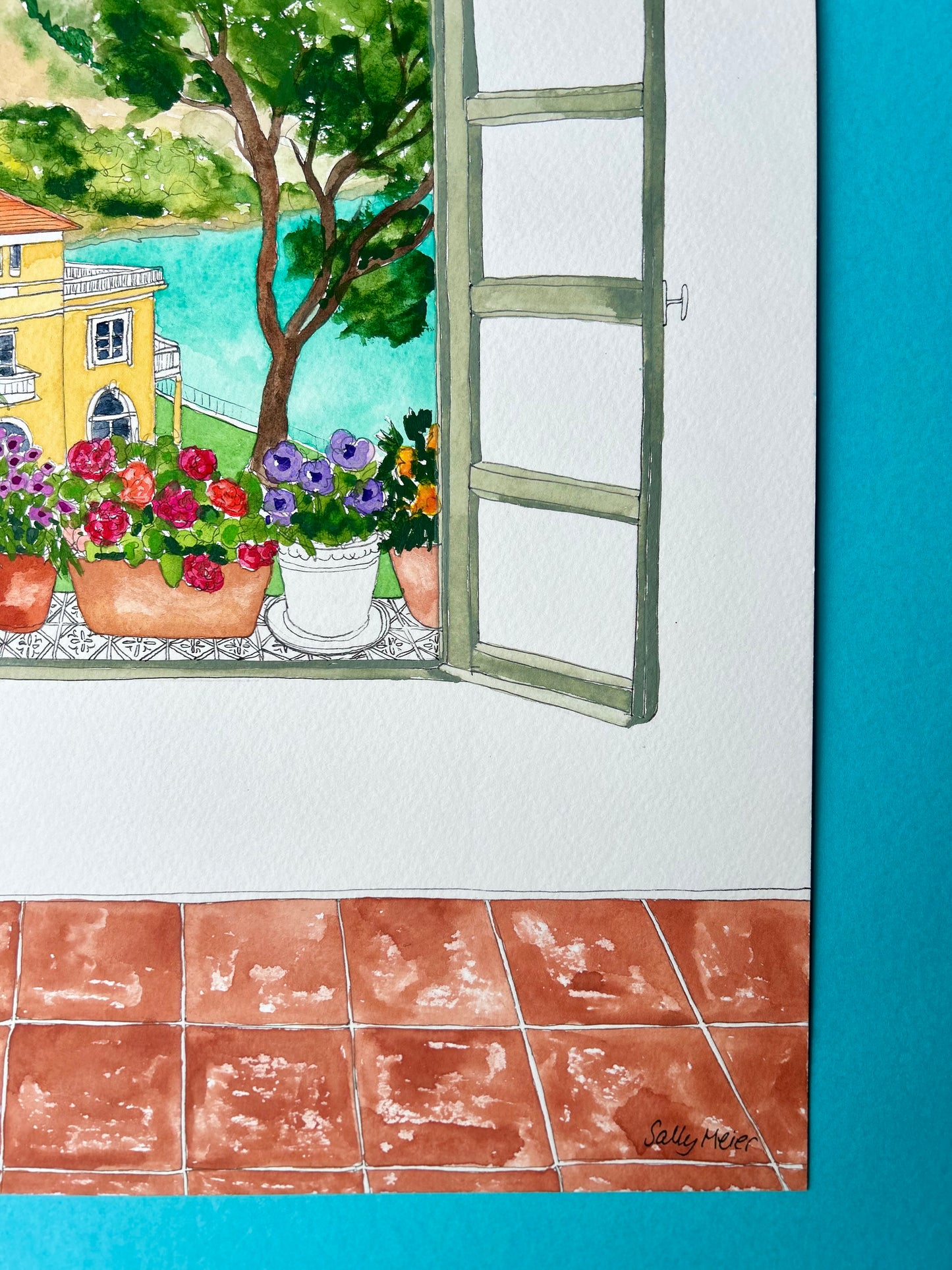 Mediterranean Window View Painting