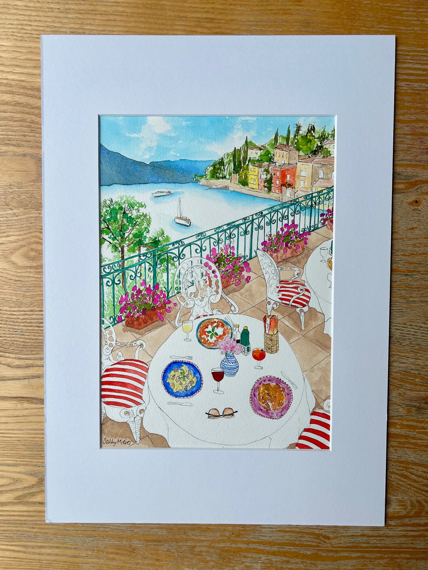 Lunching in Lake Como Painting