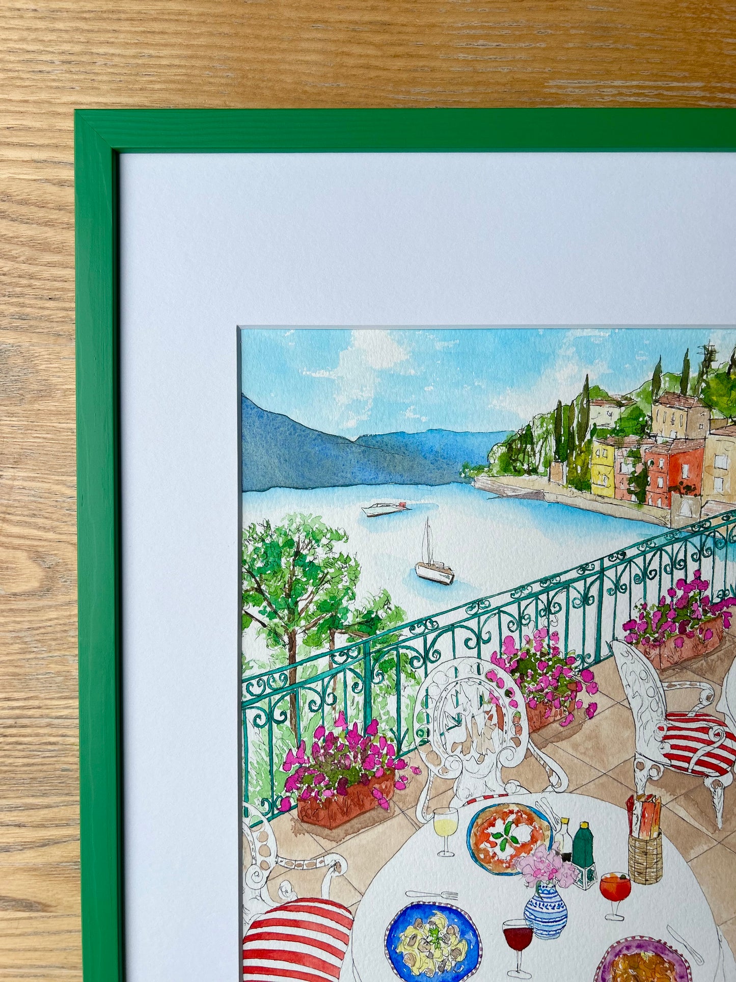 Lunching in Lake Como Painting