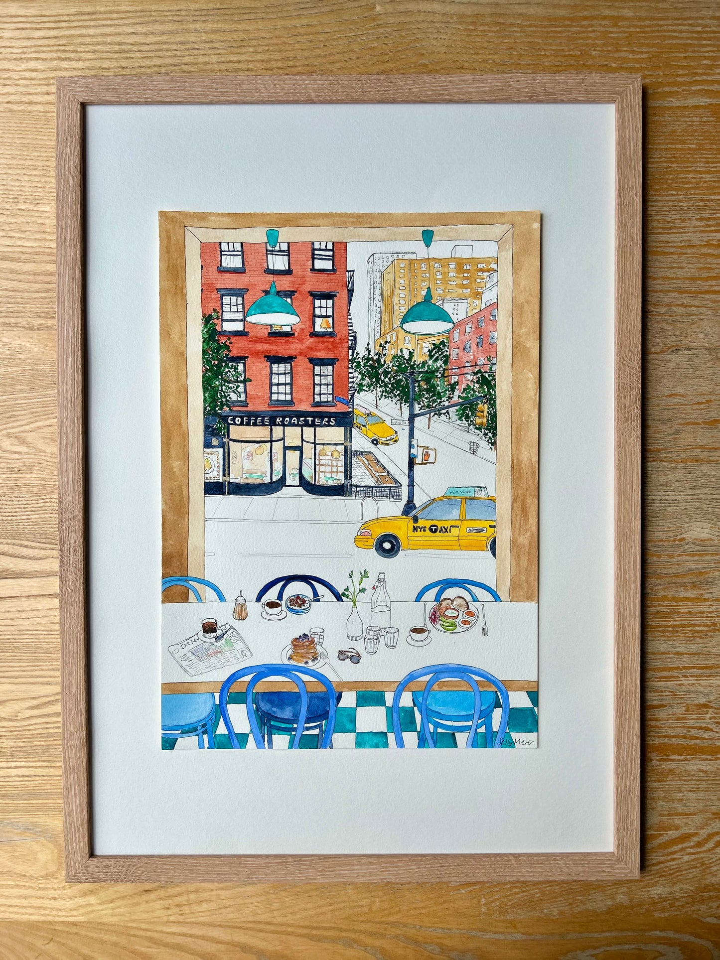 New York Cafe Breakfast Painting