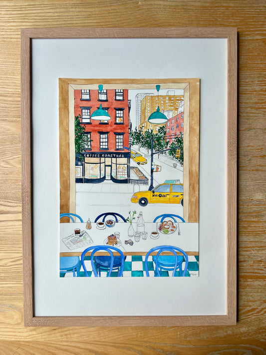 New York Cafe Breakfast Painting