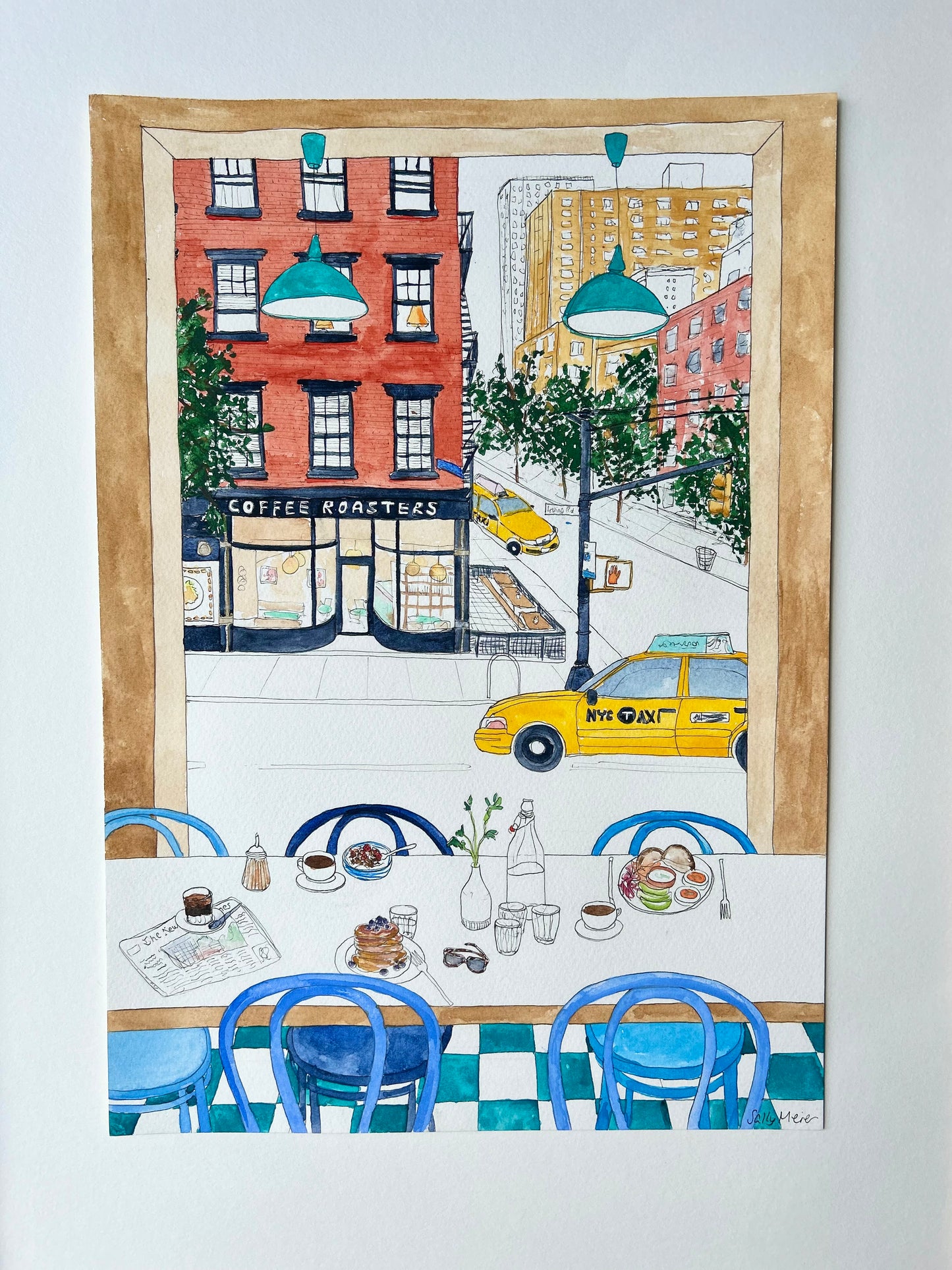 New York Cafe Breakfast Painting