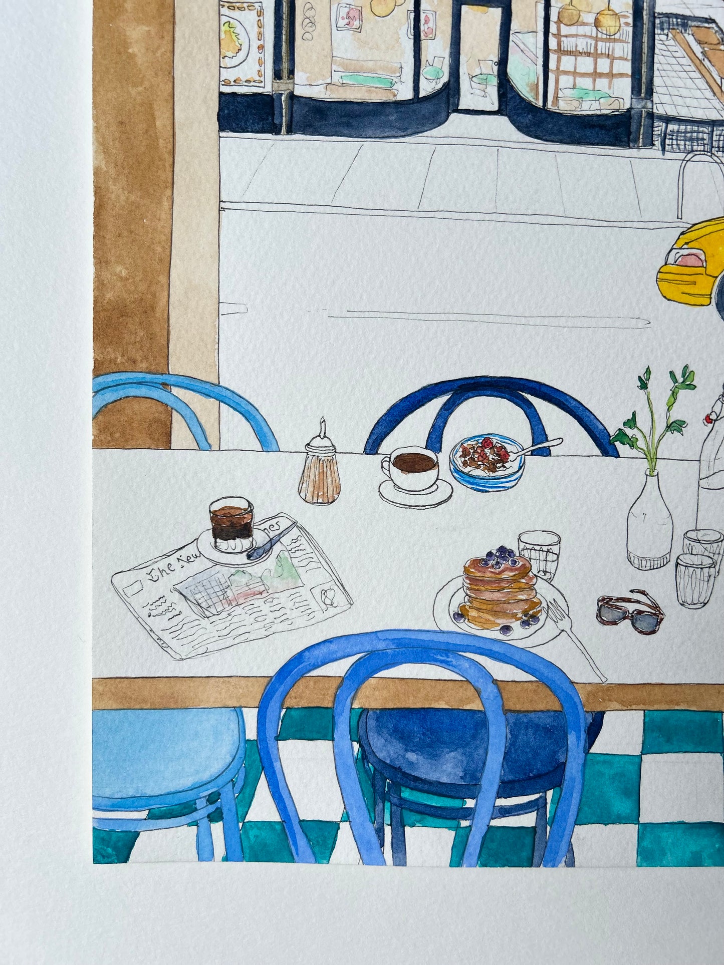 New York Cafe Breakfast Painting