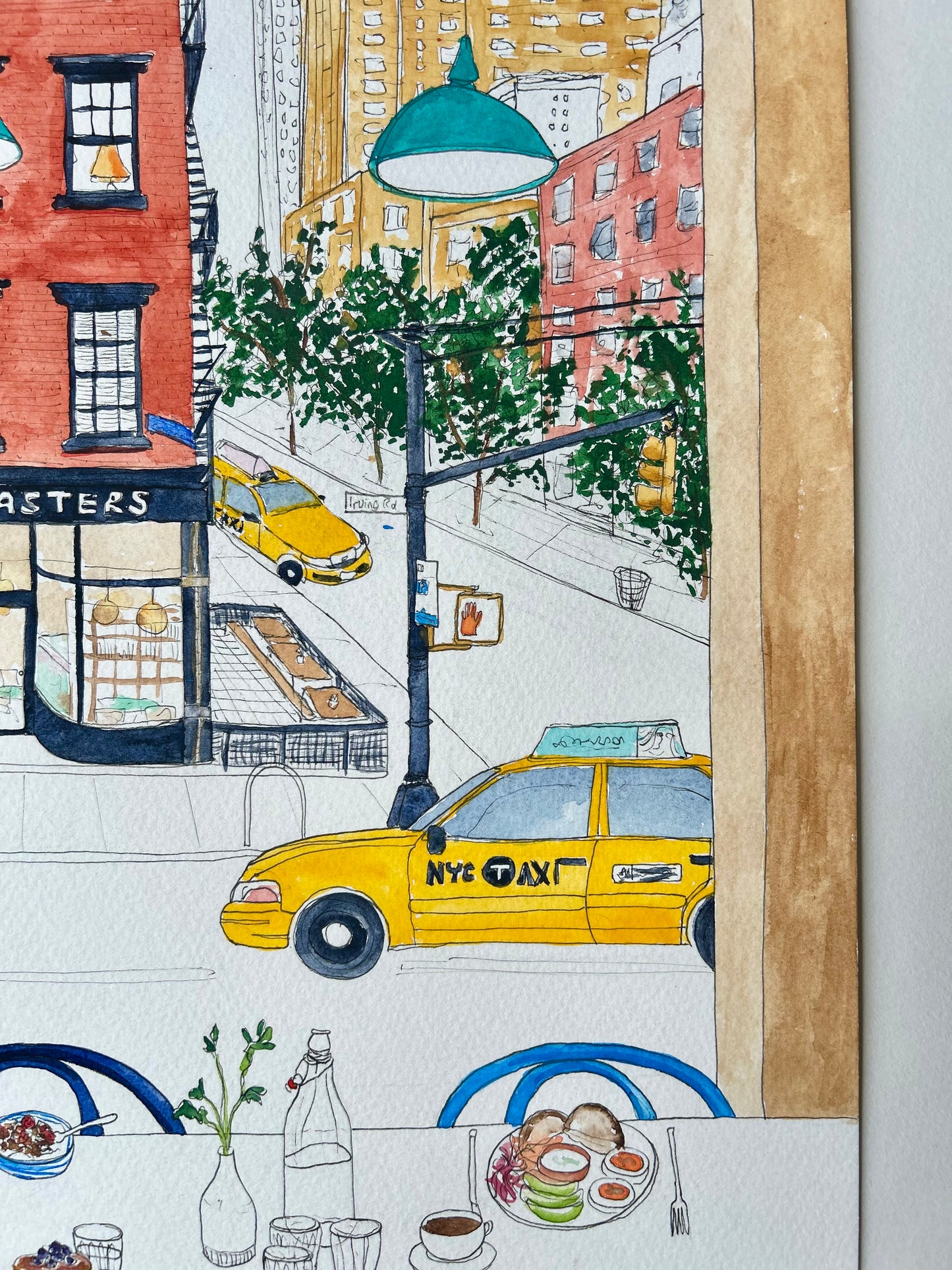 New York Cafe Breakfast Painting