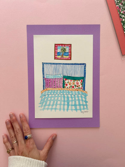 Original Colourful Bed Painting