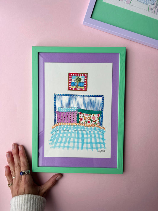 Original Colourful Bed Painting