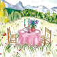 Whimsical Mountain View Outdoor Dining Print