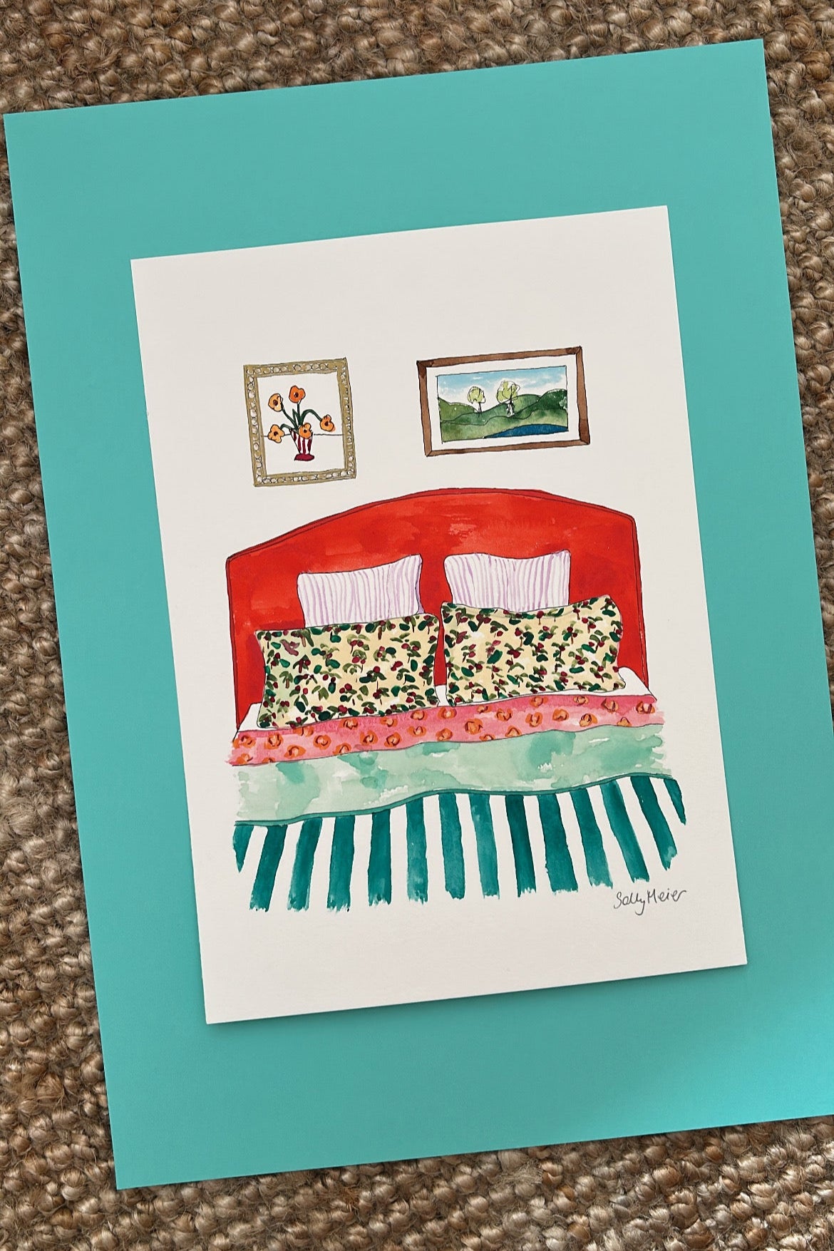 Original Colourful Bed Painting