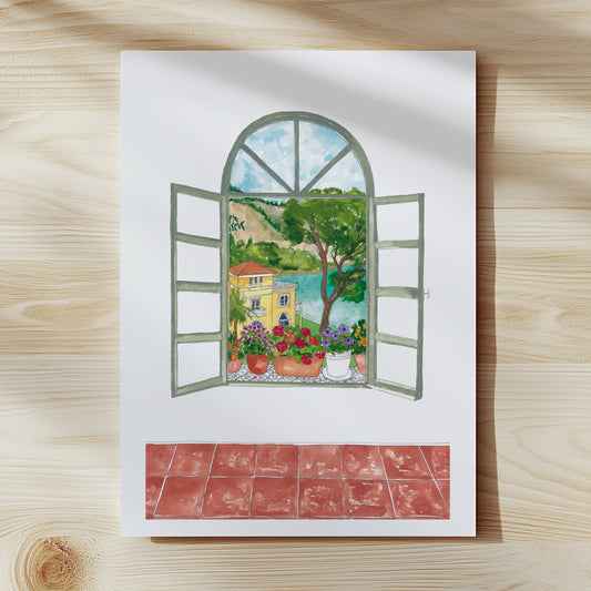 Mediterranean Window View Print