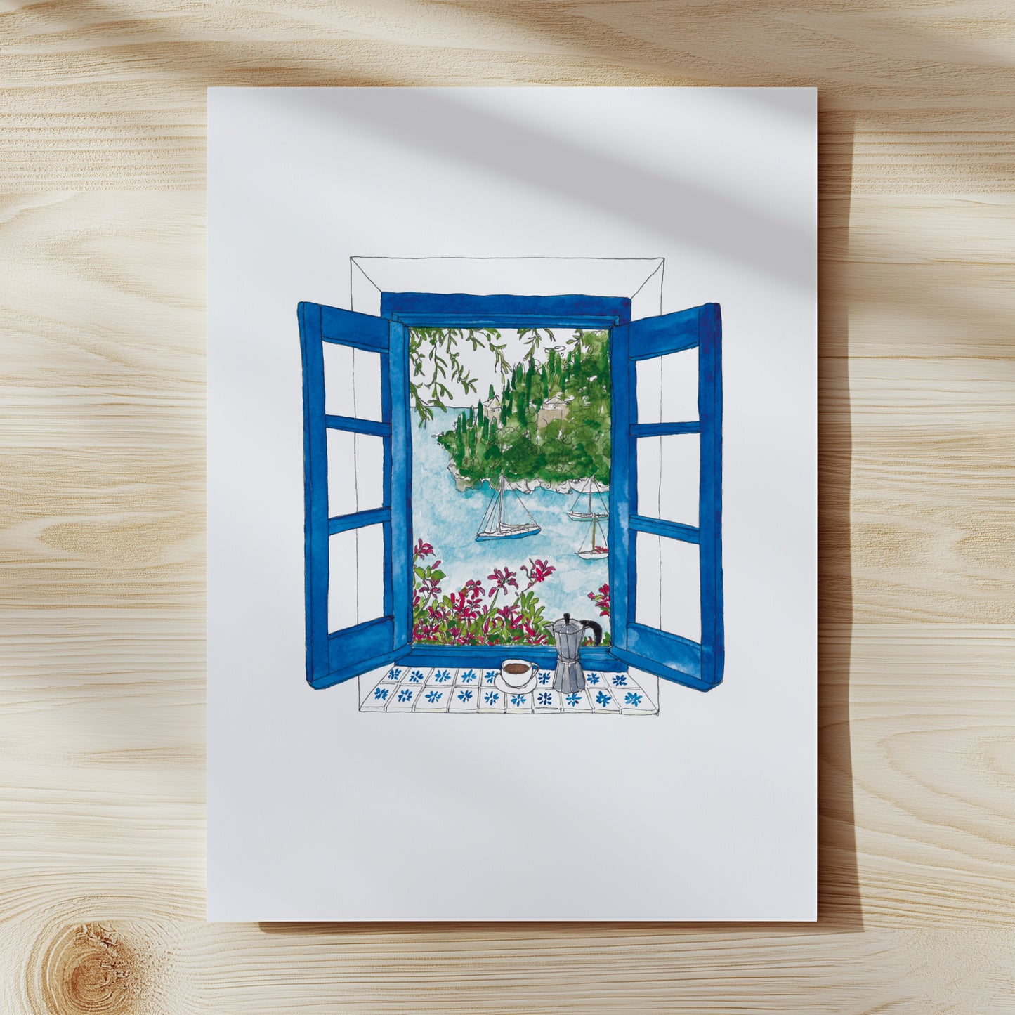 Sailing Boat Window View Print