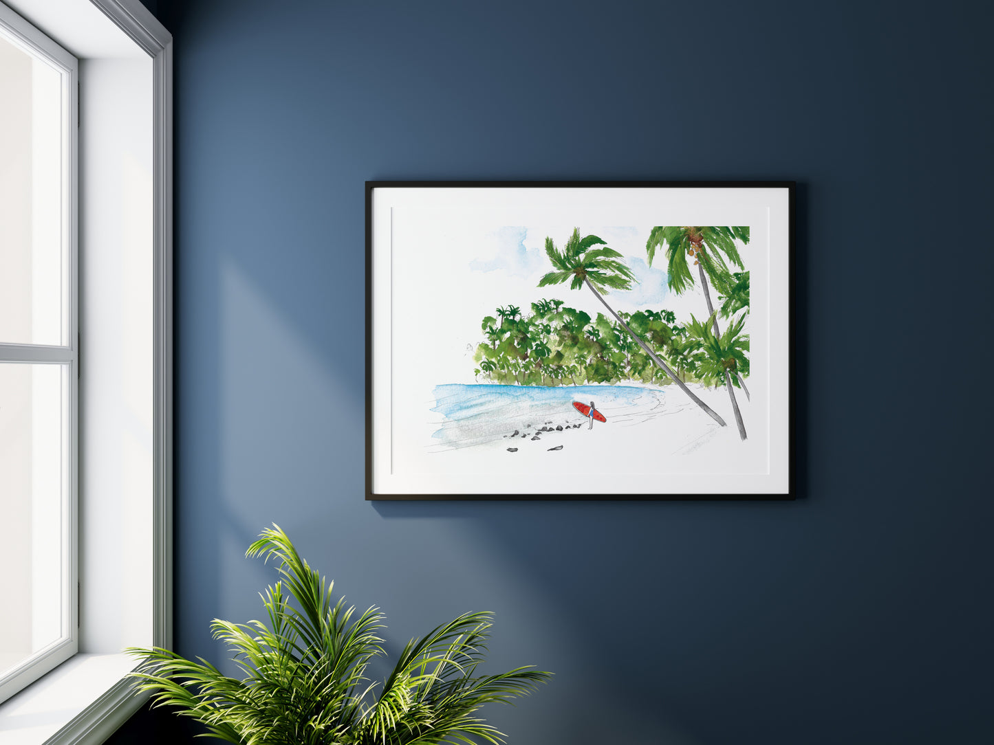 Surfer on the Beach Print