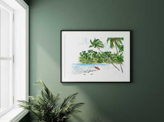 Surfer on the Beach Print