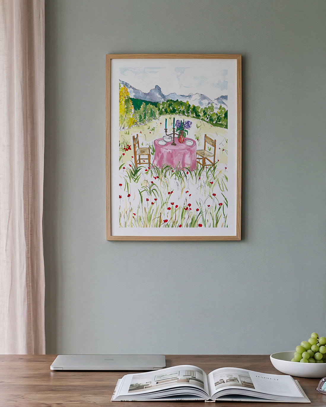 Whimsical Mountain View Outdoor Dining Print