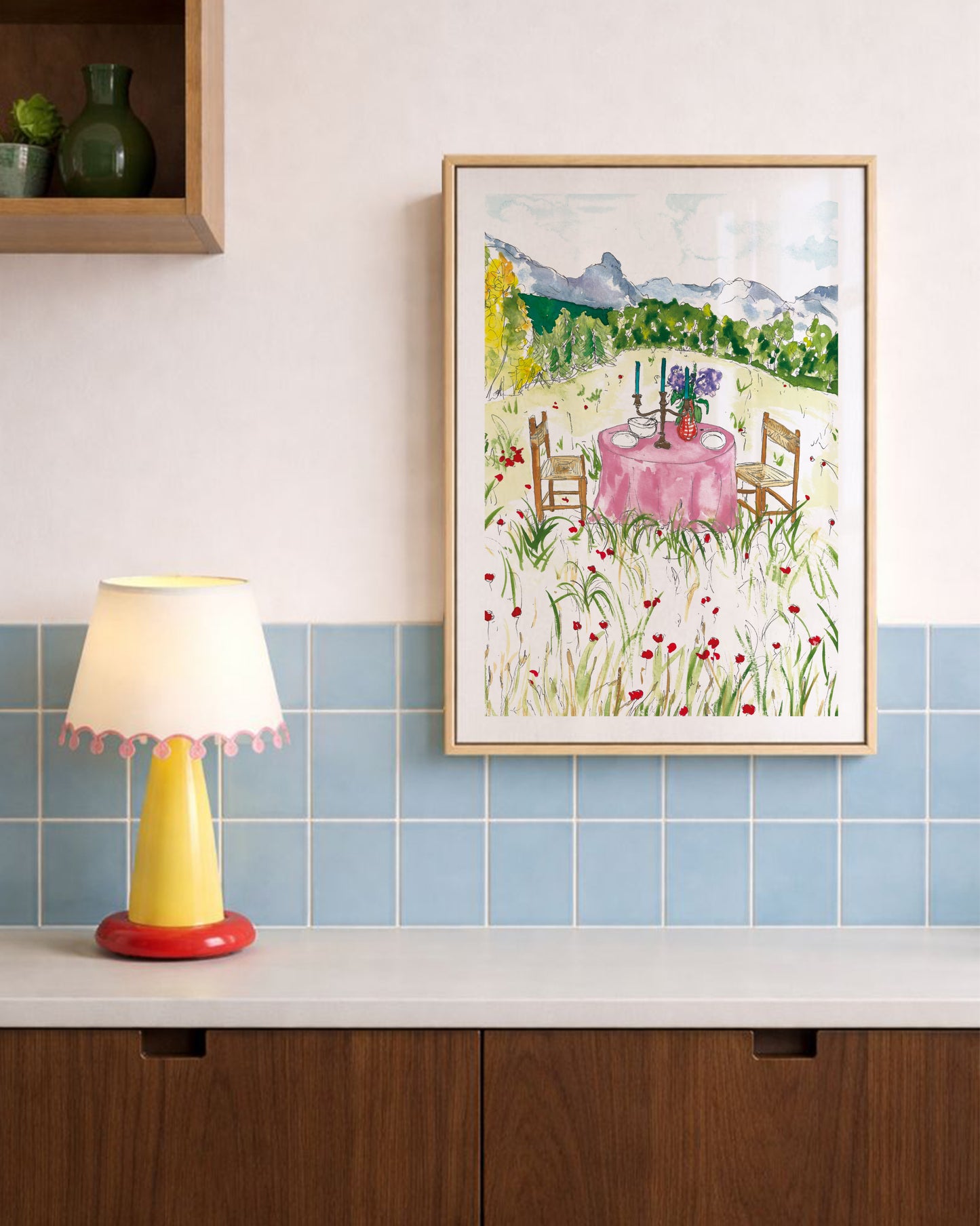 Whimsical Mountain View Outdoor Dining Print