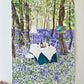 original watercolour painting of dining in bluebell wood