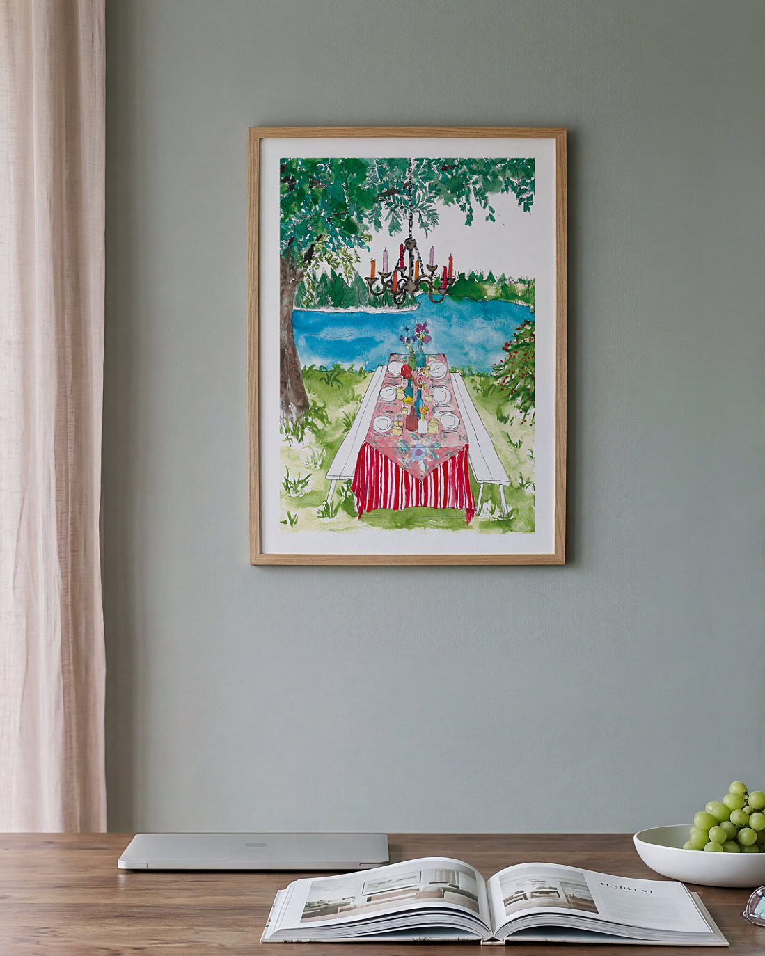 Whimsical Lakeside Outdoor Dining Print