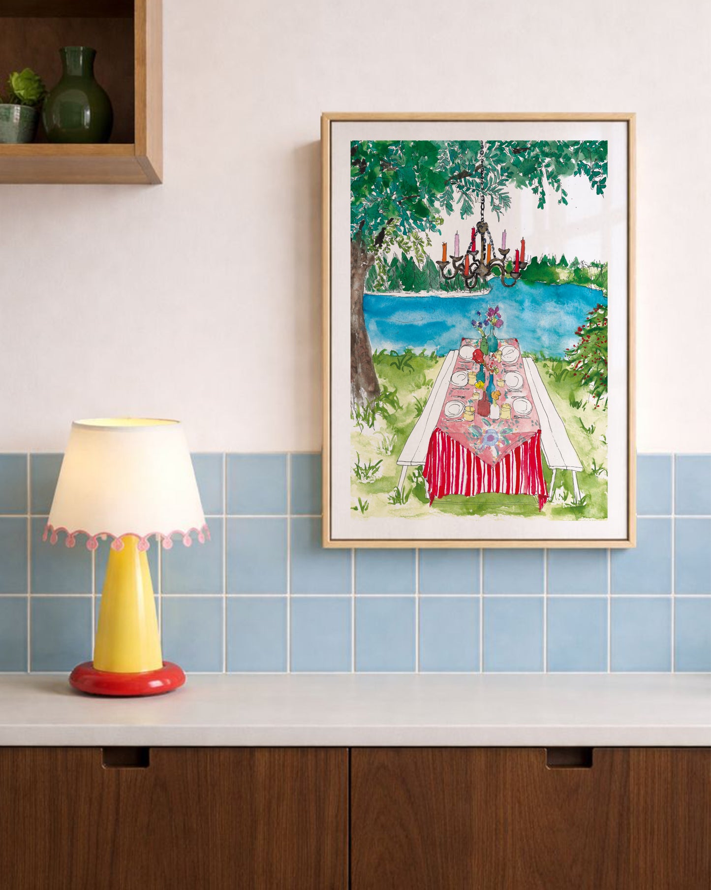 Whimsical Lakeside Outdoor Dining Print