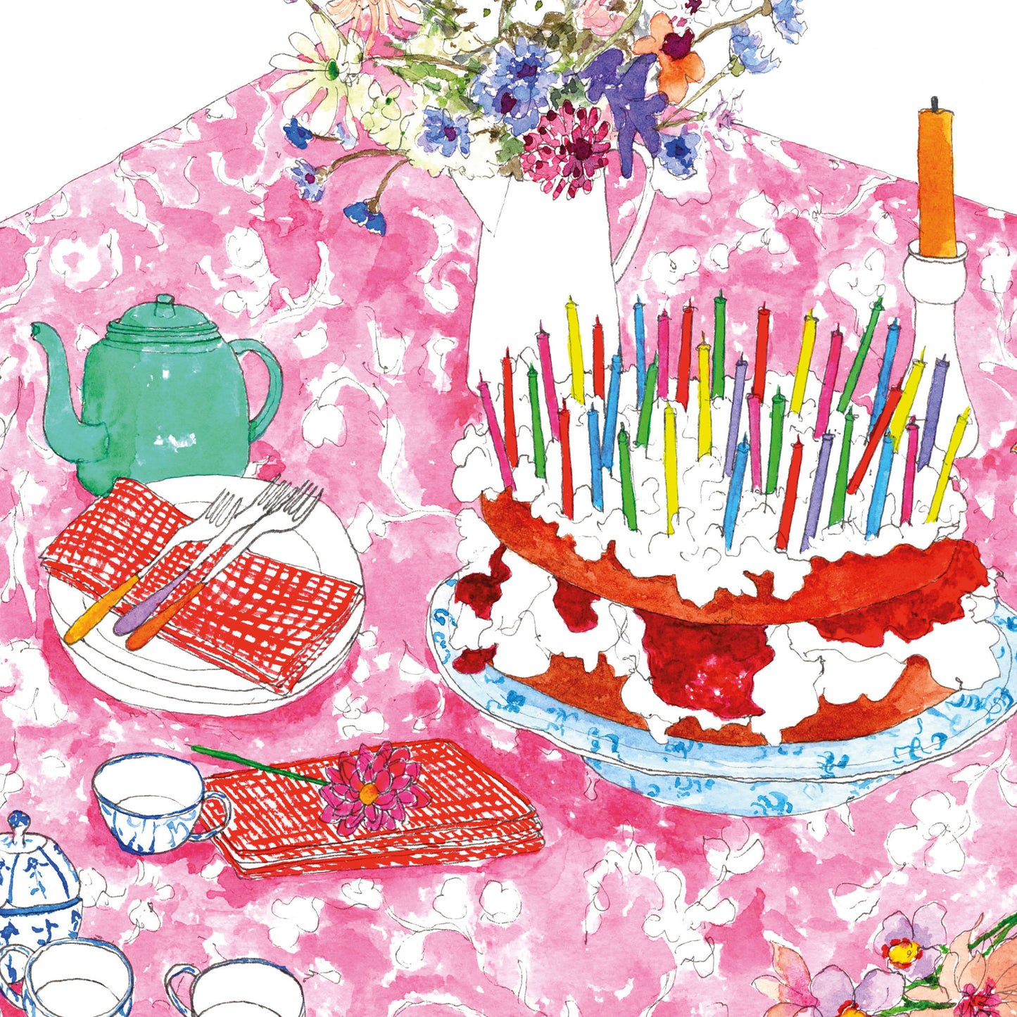 Birthday Tea Party Cake Card