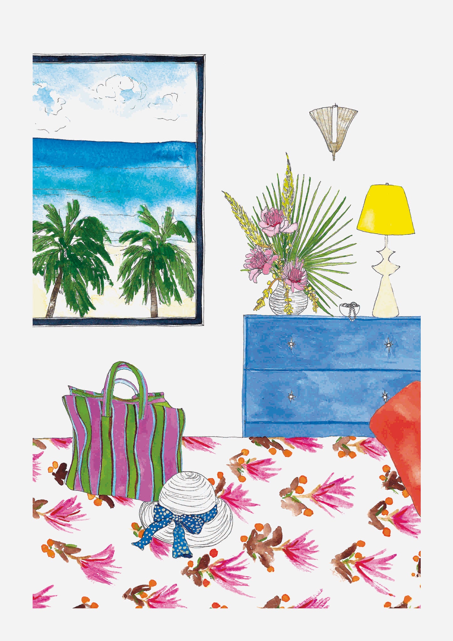 The Beach House Series, Bedroom with Sea View Art Print