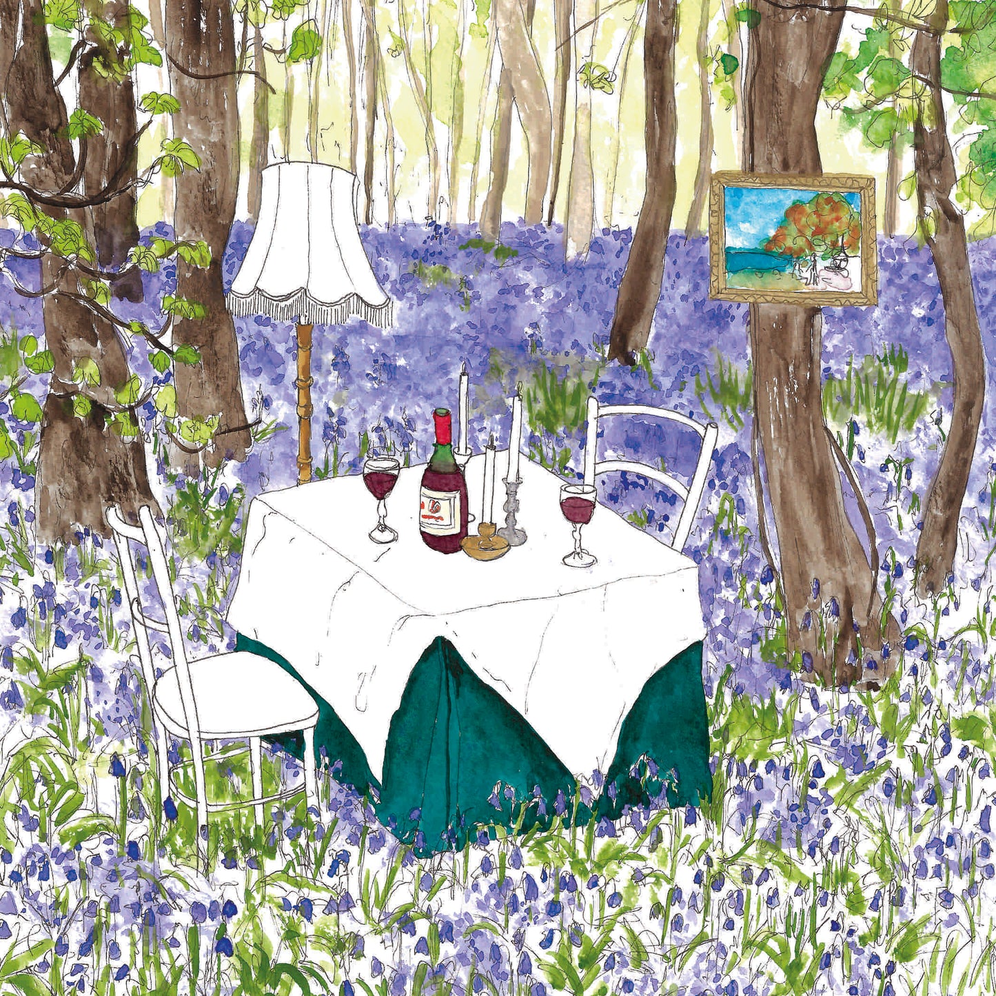 Whimsical Bluebell Wood Outdoor Dining Print